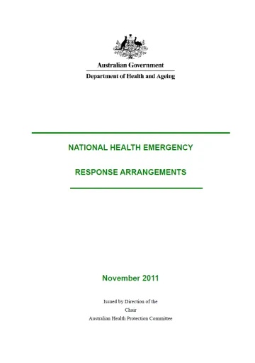 Cover image for the National Health Emergency Response Arrangements.