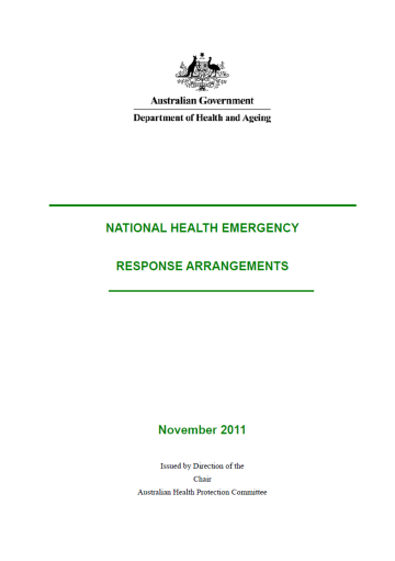 Cover image for the National Health Emergency Response Arrangements.