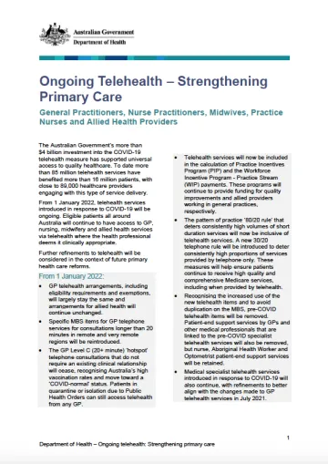 Ongoing telehealth – Strengthening primary care cover image