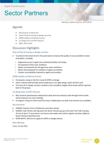 Digital Transformation Sector Partner #4 - Meeting summary