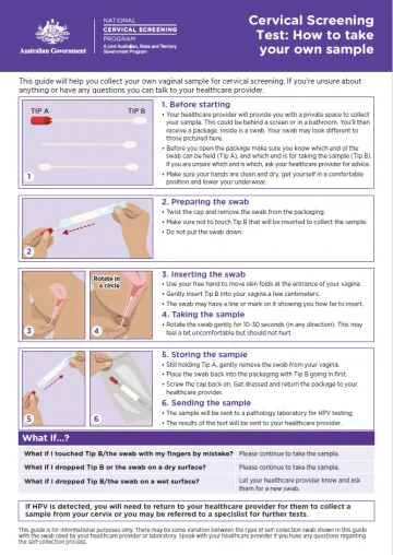 National Cervical Screening Program – How to collect your own vaginal sample for a Cervical Screening Test