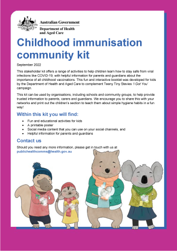 Childhood immunisation community kit cover