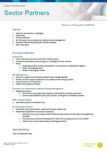 Digital Transformation Sector Partners meeting summary – 16 September 2022