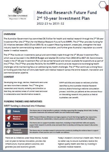 Medical Research Future Fund 2nd 10-year Investment Plan (2022-23 to 2031-32)