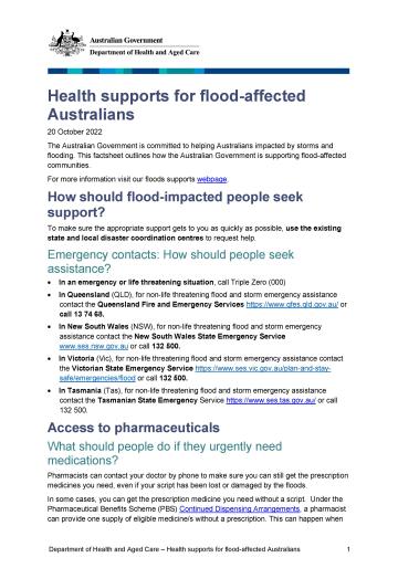 Health supports for flood-affected cover
