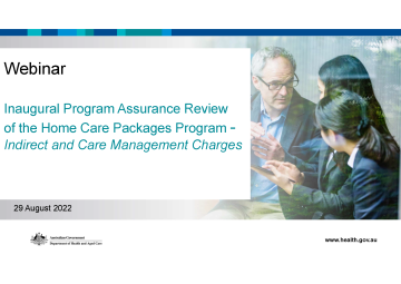 Inaugural Program Assurance Review of the Home Care Packages Program - Indirect and Care Management Charges cover