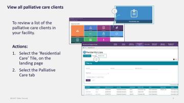 Residential aged care providers can access new functions in the My Aged Care Service and Support Portal. This video will focus on the palliative care entry process including how to upload the Palliative Care Status Form in the My Aged Care Service and Sup