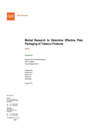 Cover image for the Market research to determine effective plain packaging of tobacco products report