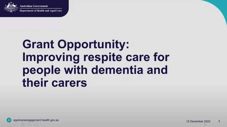 Grant Opportunity: Improving respite care for people with dementia and their carers – webinar recording 