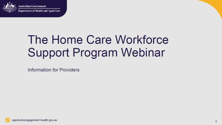 Cover slide Supporting Queensland home care providers to recruit and train personal care workers
