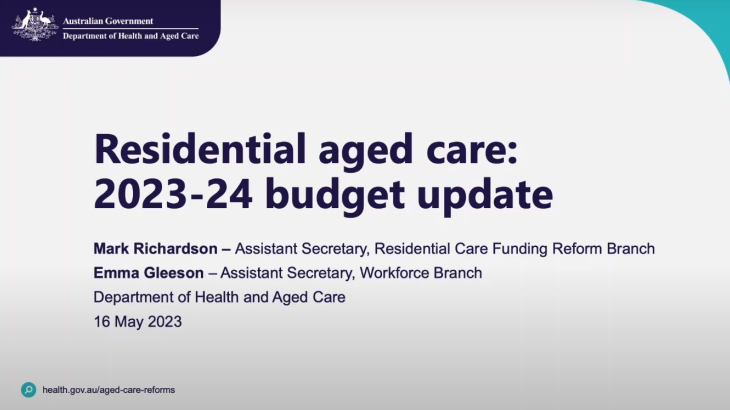Residential aged care funding – Budget update