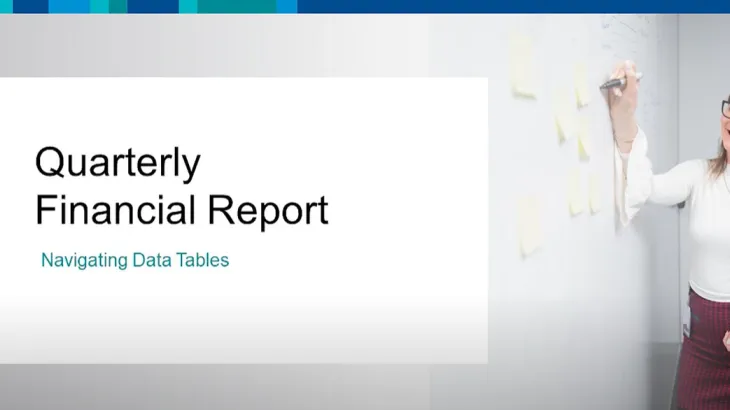 Cover screen to the video Quarterly Financial Report – Navigating data tables