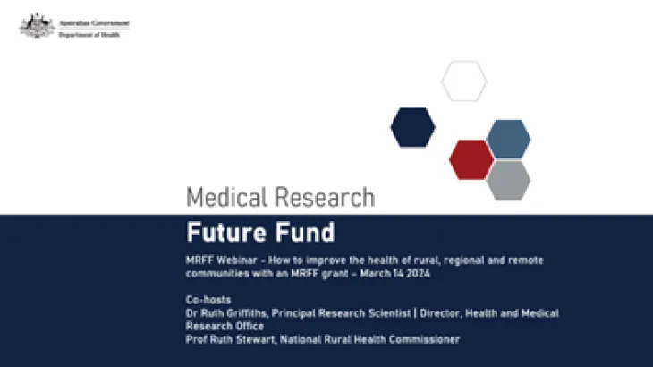 Medical Research Future Fund webinar introductory slide