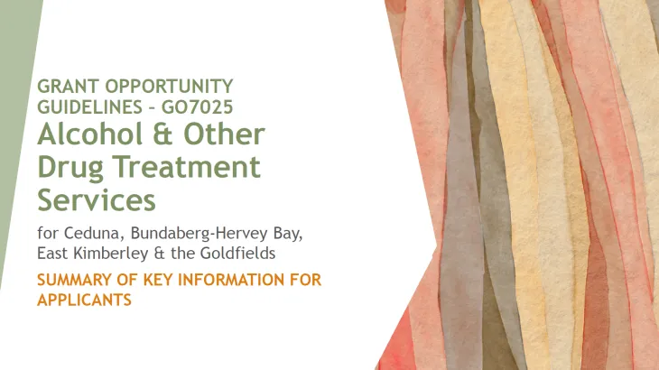 Cover page for the Alcohol & Other Drug Treatment Services – Grant guidelines [GO7025]