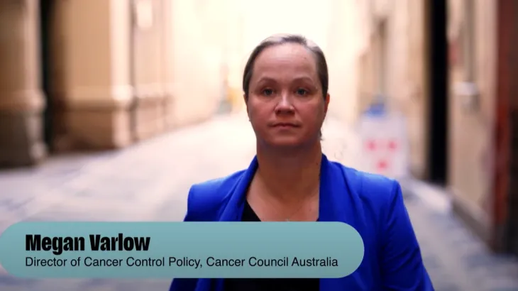 Video still of Megan Varlow Director of Cancer Control Policy, Cancer Council Australia