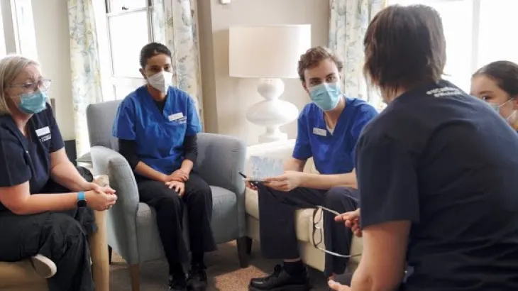 Image of Aged Care Nurses discussing their clinical placements Program