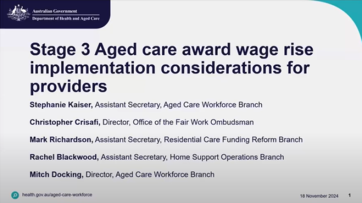 Stage 3 Aged Care Wage Rise Implementation Considerations for Providers