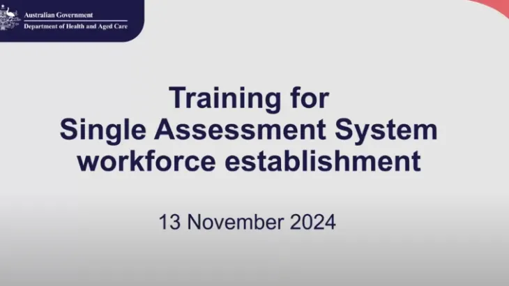 Training for the Single Assessment System workforce