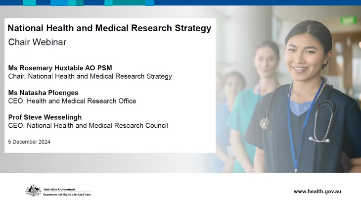 National Health and Medical Research Strategy Chair webinar 5 December 2024 cover image