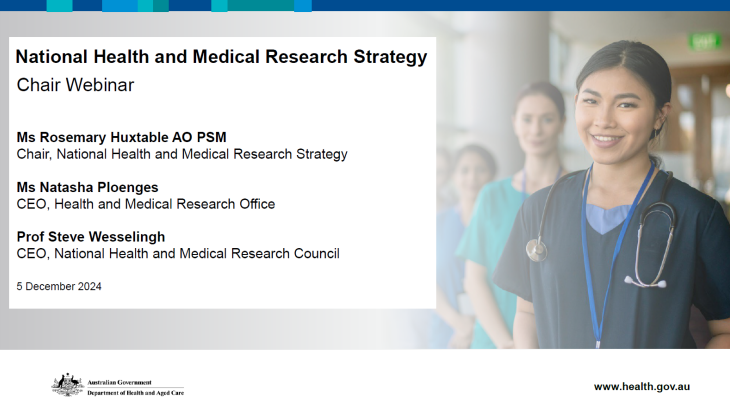 National Health and Medical Research Strategy Chair webinar 5 December 2024 cover image