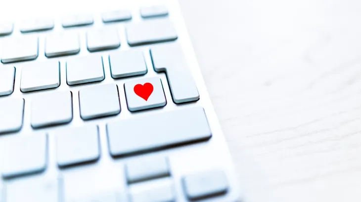 Keyboard with a heart icon on one key