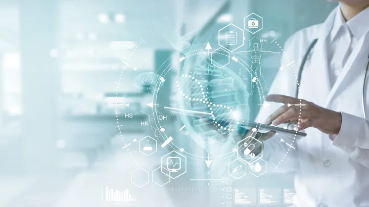 Doctor with scientific icons