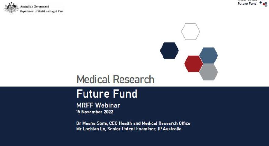 Medical Research Future Fund webinar 15 November 2022 introductory slide