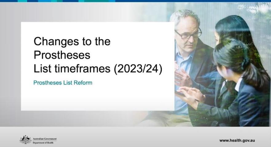 Cover image to the presentation on Changes to the Prostheses List timeframes (2023-24)