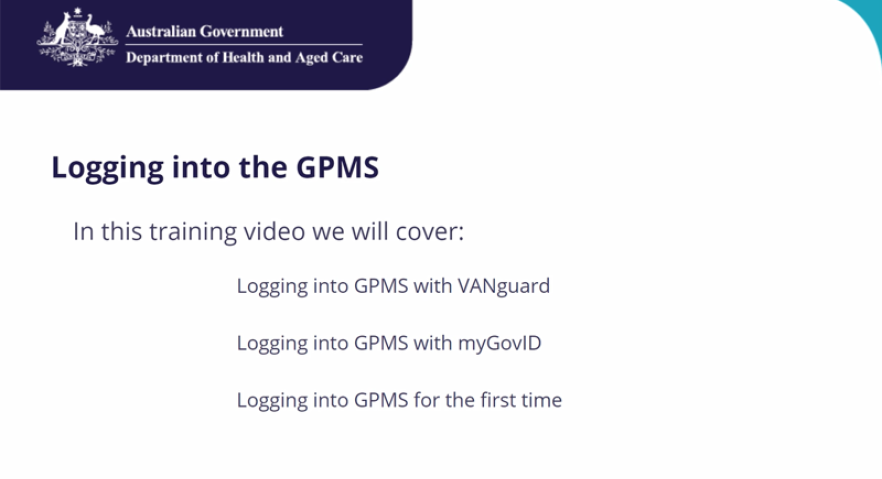Government Provider Management System – Logging into GPMS