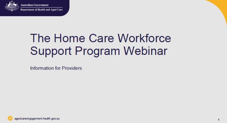 Cover page Supporting NSW and ACT home care providers to recruit and train personal care workers