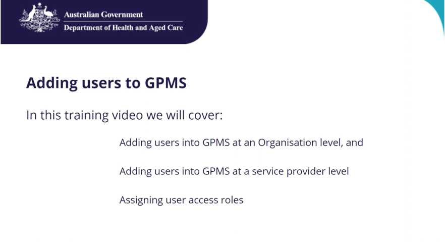 Government Provider Management System – Adding users in GPMS