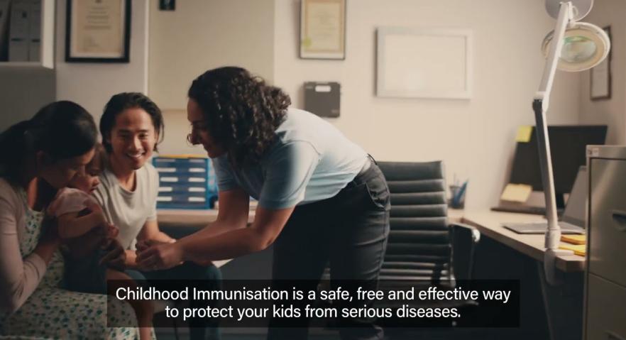 Childhood immunisation campaign video still