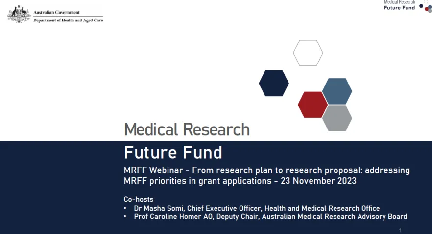 MRFF webinar - From research plan to research proposal presentation