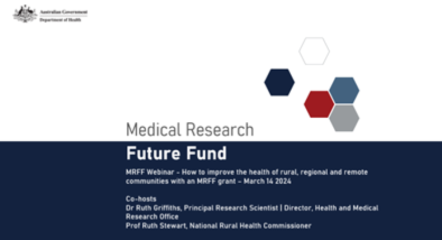 Medical Research Future Fund webinar introductory slide