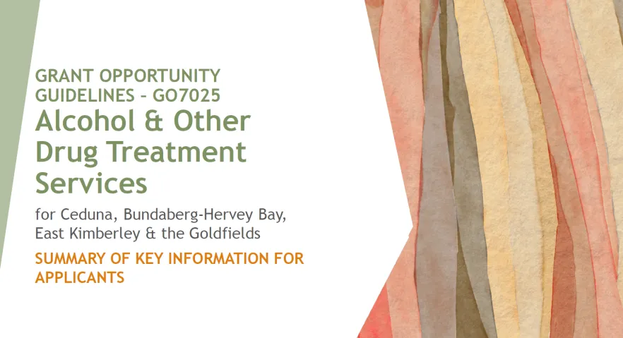 Cover page for the Alcohol & Other Drug Treatment Services – Grant guidelines [GO7025]
