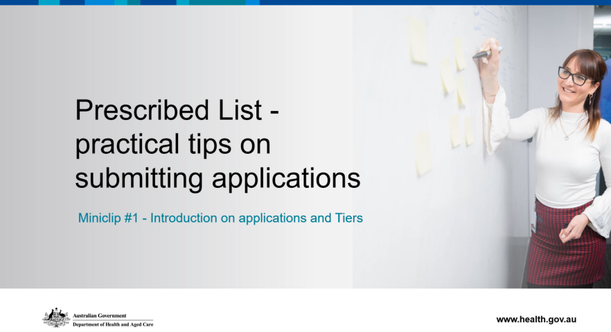 Cover image from the presentation Prescribed List – practical tips on submitting applications