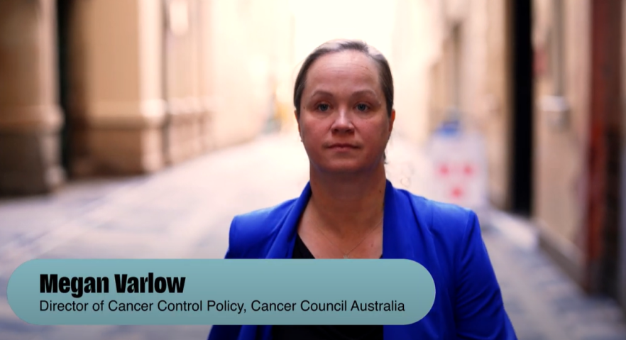 Video still of Megan Varlow Director of Cancer Control Policy, Cancer Council Australia