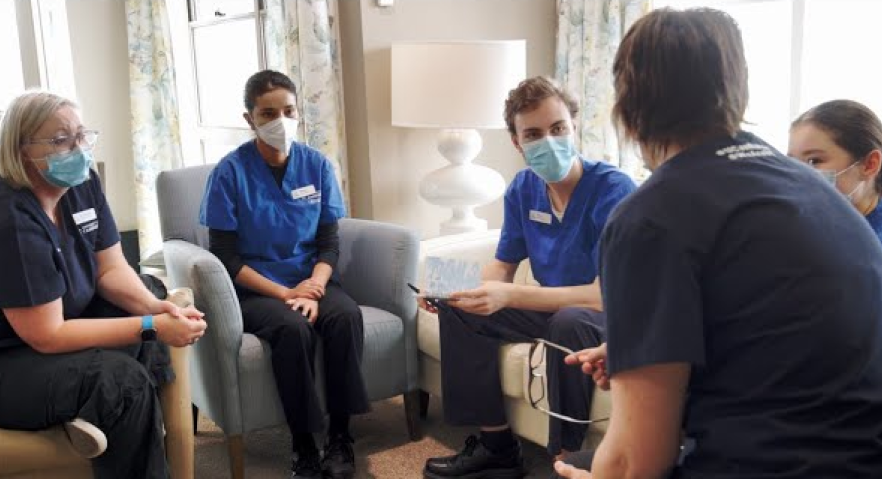 Image of Aged Care Nurses discussing their clinical placements Program