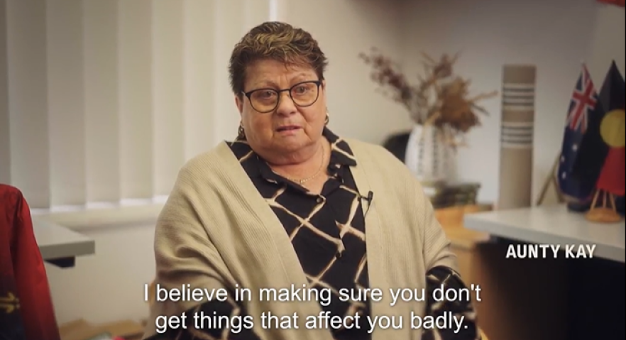 Image of an elderly lady being interviewed about her experience with shingles 