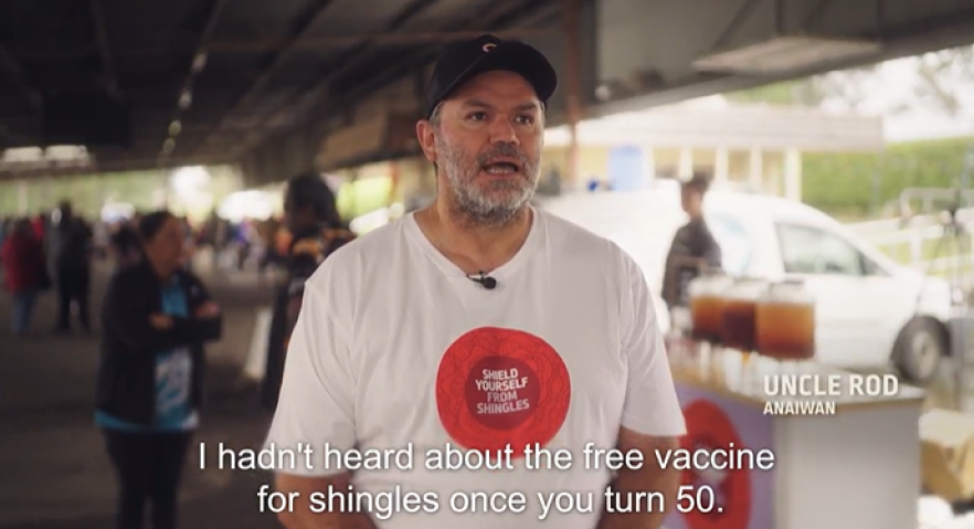 Man being interviewed about finding out about the free shingles vaccine