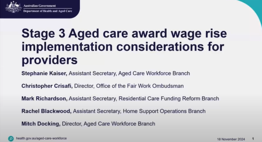 Stage 3 Aged Care Wage Rise Implementation Considerations for Providers