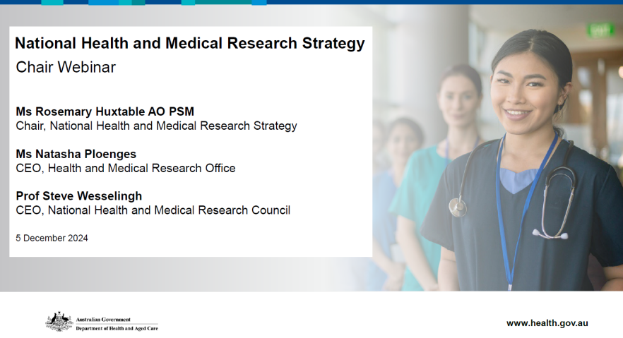 National Health and Medical Research Strategy Chair webinar 5 December 2024 cover image