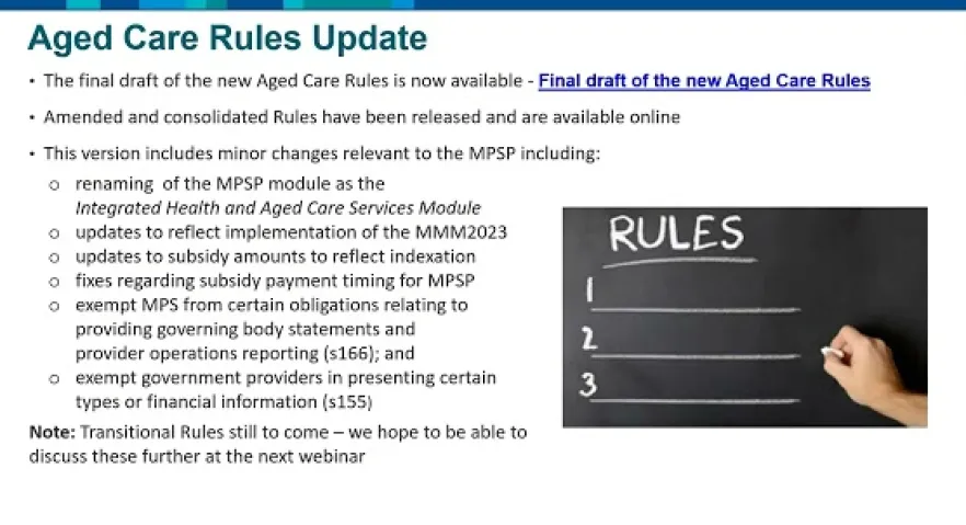 Aged Care Reforms - Impacts on the MPS program & providers
