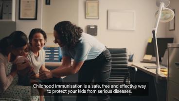 Childhood immunisation campaign video still