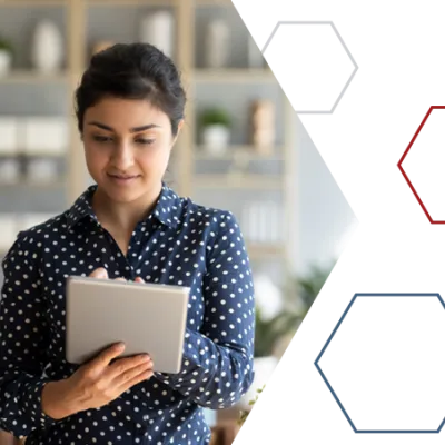 Woman holding an ipad
