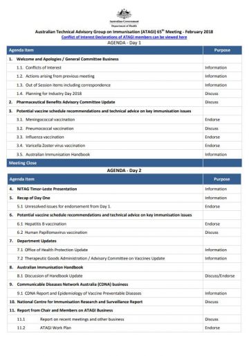 ATAGI 65th meeting agenda image