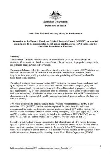 Australian Technical Advisory Group on Immunisation - HPV document image