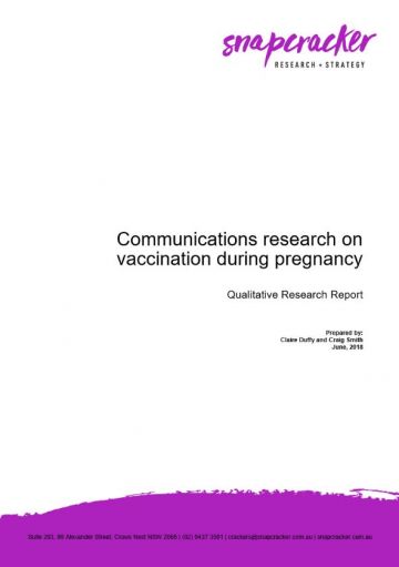 Communications research on vaccination during pregnancy – Qualitative research report