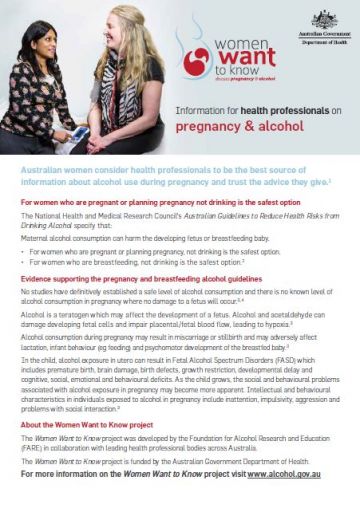 Cover image of Pregnancy and alcohol — for health professionals