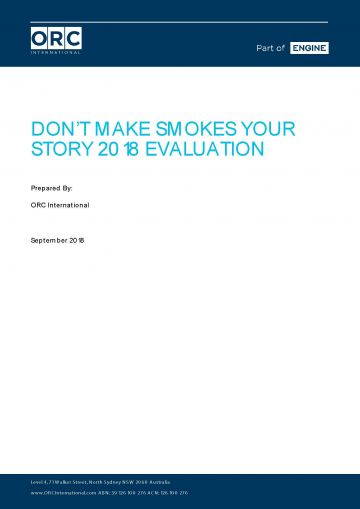 Cover image for the Don’t Make Smokes Your Story campaign – 2017 evaluation report